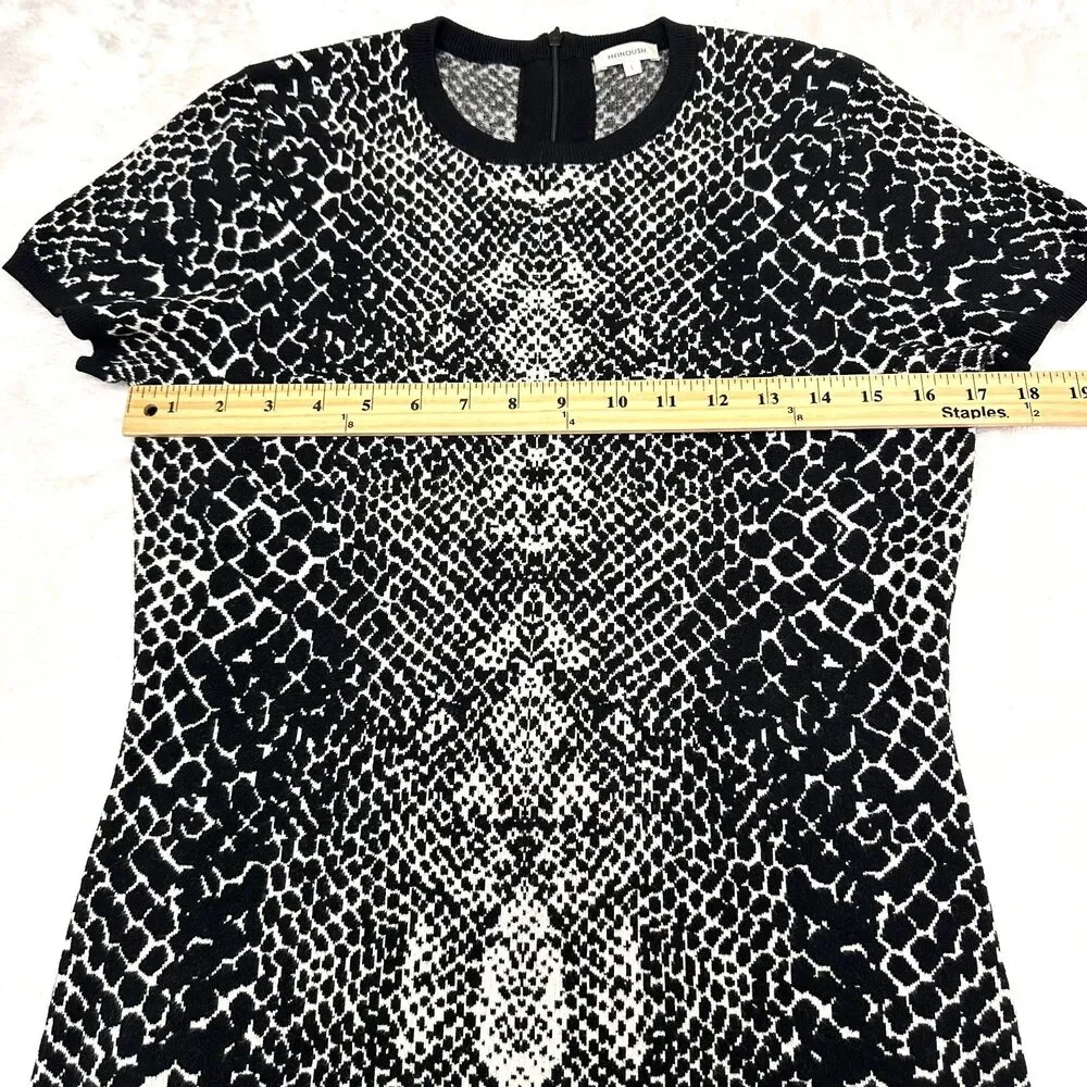 Manoush Women's Blake & White Snake Print Knit Short Sleeve Sweater Top Sz L